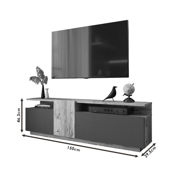 Έπιπλο τηλεόρασης Elana pakoworld sonoma-λευκό 150x29.5x46.3εκ - Image 6