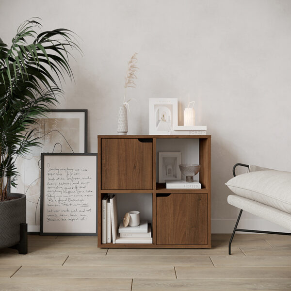 Βιβλιοθήκη Bookel pakoworld σε καρυδί απόχρωση 59.6x27.5x60.4εκ - Image 2