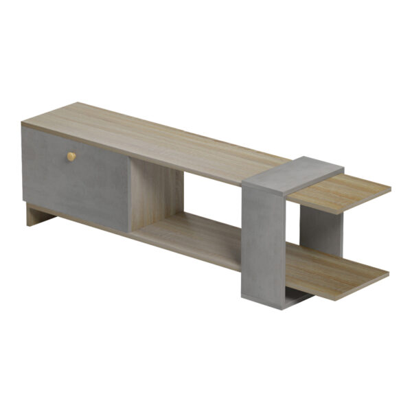 Έπιπλο τηλεόρασης Standi pakoworld σε sonoma-γκρι cement απόχρωση 120x25x36.8εκ - Image 4