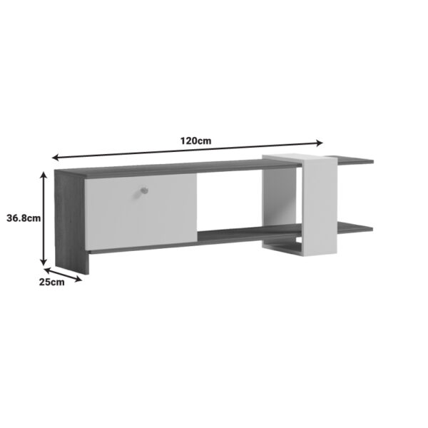 Έπιπλο τηλεόρασης Standi pakoworld σε sonoma-γκρι cement απόχρωση 120x25x36.8εκ - Image 6