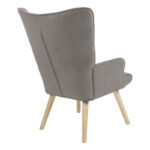 Πολυθρόνα Fluffy pakoworld ύφασμα γκρι-πόδι rubberwood φυσικό 75x69x96εκ - Image 2