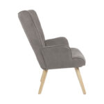 Πολυθρόνα Fluffy pakoworld ύφασμα γκρι-πόδι rubberwood φυσικό 75x69x96εκ - Image 3