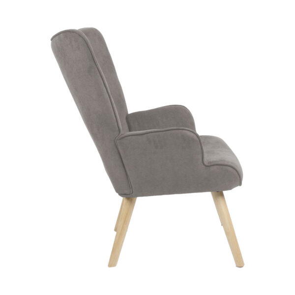 Πολυθρόνα Fluffy pakoworld ύφασμα γκρι-πόδι rubberwood φυσικό 75x69x96εκ - Image 3