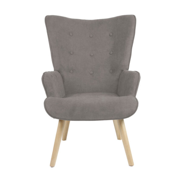 Πολυθρόνα Fluffy pakoworld ύφασμα γκρι-πόδι rubberwood φυσικό 75x69x96εκ - Image 4