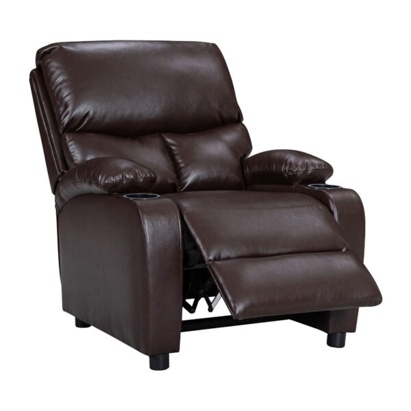 Πολυθρόνα relax με ποτηροθήκη Gartia pakoworld  καφέ PU 79x94x102εκ - Image 2