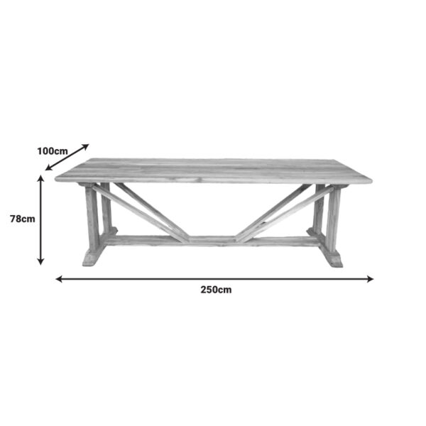 Τραπέζι Smarious pakoworld teak ξύλο σε φυσική απόχρωση 250x100x78εκ - Image 2