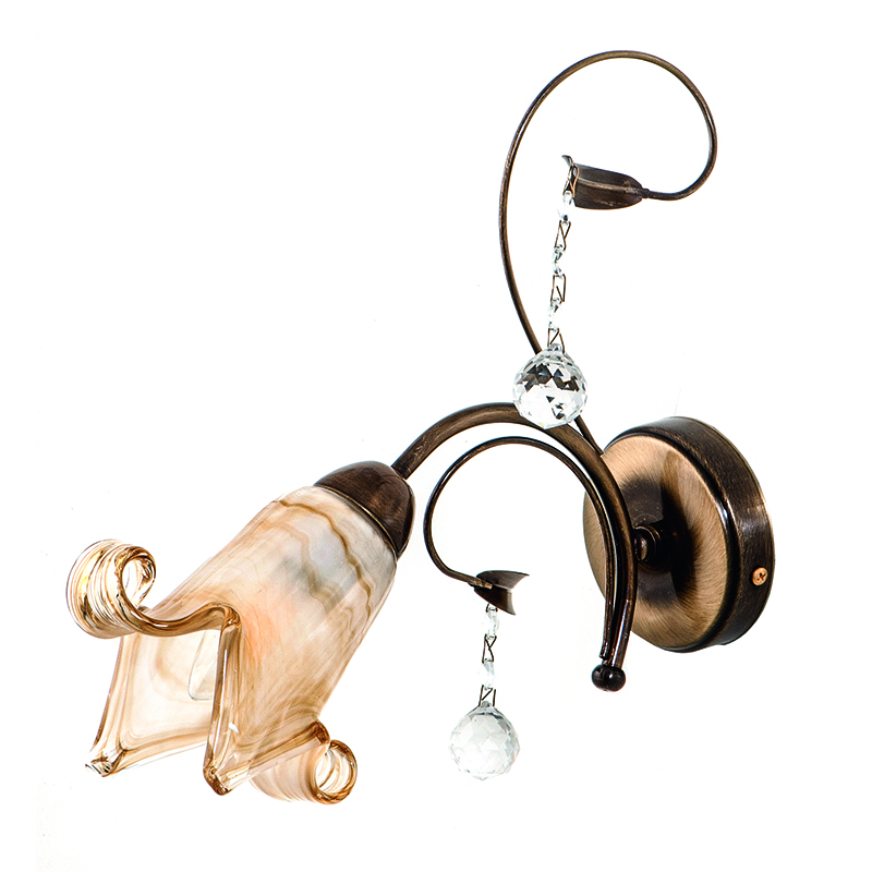 43348 InLight Επιτοίχιο φωτιστικό από οξυντέ μέταλλο κρύσταλλα και μελί γυαλί 1XE14 D:28cm (43348-BR)