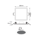 FLEXIBLE W SQUARE LED SLIM PANEL 19W 4000K 1500Lm 230V Φ50-210 120° Ra80 - Image 3