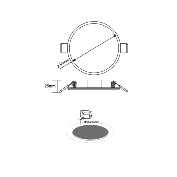 FLEX W ROUND LED SLMPANEL 19W 6000K 1520Lm 230V Φ50-210 120° - Image 3
