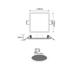 FLEXIBLE W SQUARE LED SLIM PANEL 9W 3000K 700Lm 230V Φ50-100 120° Ra80 - Image 3