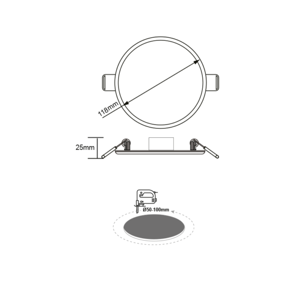 FLEXI W ROUND LED SLIMPANEL 9W 6000K 720Lm 230V Φ50-100 120° - Image 3