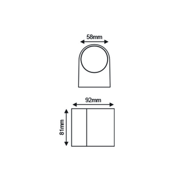 GU10 WALL LUMINAIRE PLASTIC 230V AC DARK GREY IP65 MAX 3W LED - Image 2
