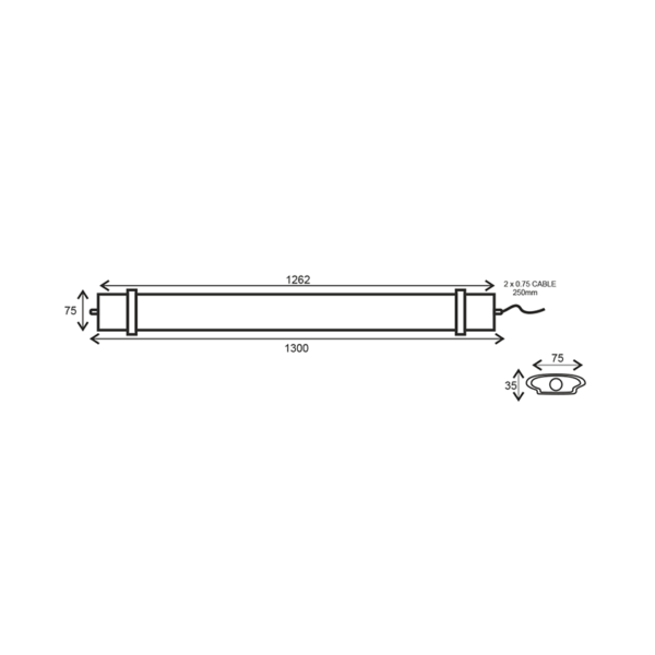 LED LUMINAIRE 60W 1262mm 4000K 5800Lm IP66 230VAC PF>0.9Ra80 - Image 2