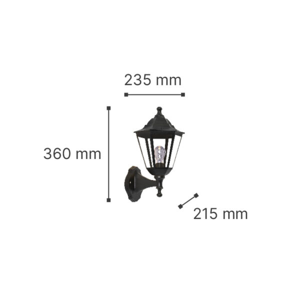 it-Lighting Redfish 1xE27 Outdoor Wall Lamp Black D:36cmx23.5cm (80202614) - Image 6