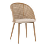 Καρέκλα Riccardo pakoworld φυσικό pe rattan-μπεζ ύφασμα-φυσικό μέταλλο 56x52x82εκ