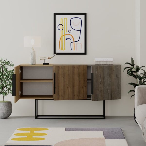 Μπουφές Estella pakoworld φυσικό-καρυδί 150x42x79.5εκ - Image 3