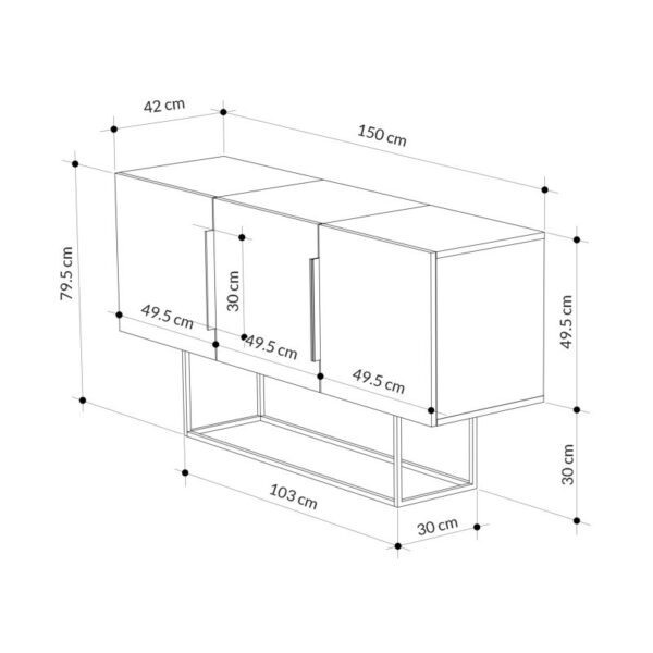 Μπουφές Estella pakoworld φυσικό-καρυδί 150x42x79.5εκ - Image 6