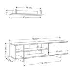 Σύνθετο σαλονιού Saloon pakoworld σε ανθρακί-oak απόχρωση 160x35.5x44εκ - Image 4