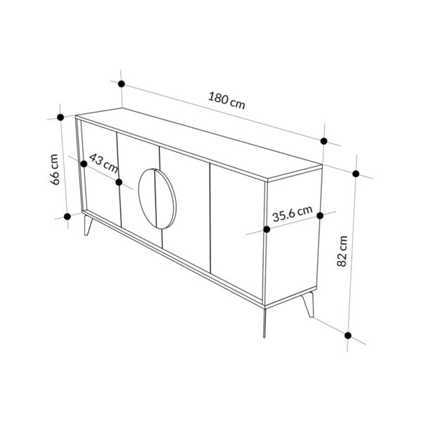 Μπουφές Gora pakoworld σε απόχρωση ανοιχτό καρυδί 180x35.6x82εκ - Image 5