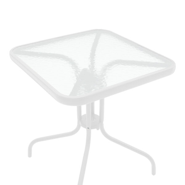 Τραπέζι Watson pakoworld μέταλλο λευκό- γυαλί 70x70x70εκ - Image 3