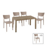 Τραπεζαρία Explore-Ignite pakoworld σετ 7τεμ PP cappuccino 150x90x73