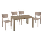 Τραπεζαρία Explore-Ignite pakoworld σετ 5τεμ PP cappuccino 150x90x73