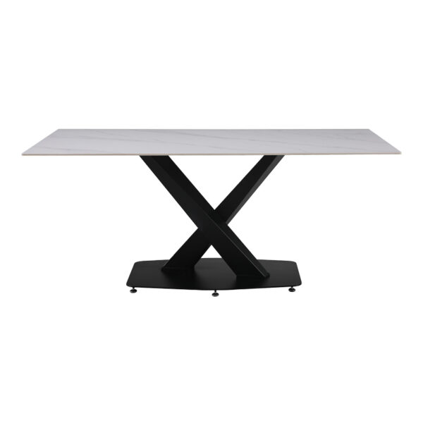 Τραπέζι Tafel pakoworld Sintered stone λευκό με μεταλλικά πόδια σε μαύρη απόχρωση 180x90x76εκ - Image 2