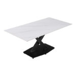 Τραπέζι Tafel pakoworld Sintered stone λευκό με μεταλλικά πόδια σε μαύρη απόχρωση 180x90x76εκ - Image 3
