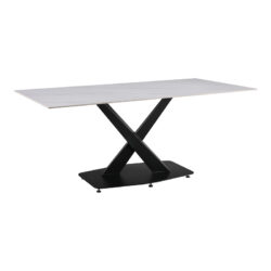 Τραπέζι Tafel pakoworld Sintered stone λευκό με μεταλλικά πόδια σε μαύρη απόχρωση 180x90x76εκ