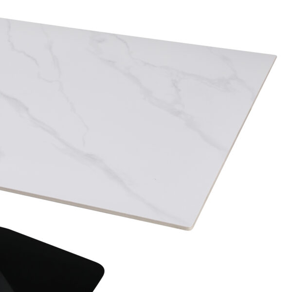Τραπέζι Tafel pakoworld Sintered stone λευκό με μεταλλικά πόδια σε μαύρη απόχρωση 180x90x76εκ - Image 4