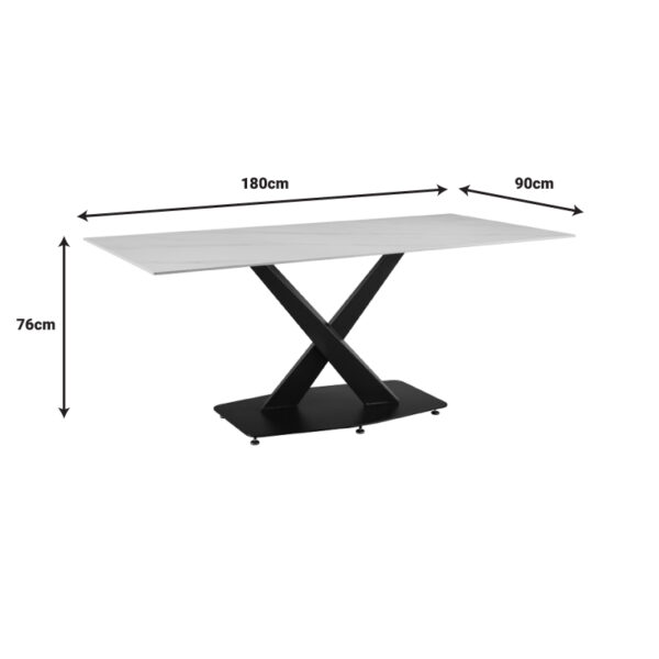 Τραπέζι Tafel pakoworld Sintered stone λευκό με μεταλλικά πόδια σε μαύρη απόχρωση 180x90x76εκ - Image 5