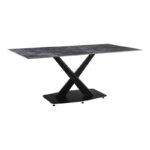 Τραπέζι Tafel pakoworld Sintered stone μαύρο με μεταλλικά πόδια σε μαύρη απόχρωση 180x90x76εκ
