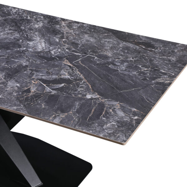 Τραπέζι Tafel pakoworld Sintered stone μαύρο με μεταλλικά πόδια σε μαύρη απόχρωση 180x90x76εκ - Image 4