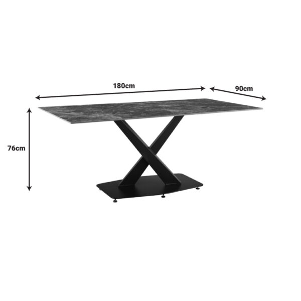 Τραπέζι Tafel pakoworld Sintered stone μαύρο με μεταλλικά πόδια σε μαύρη απόχρωση 180x90x76εκ - Image 5