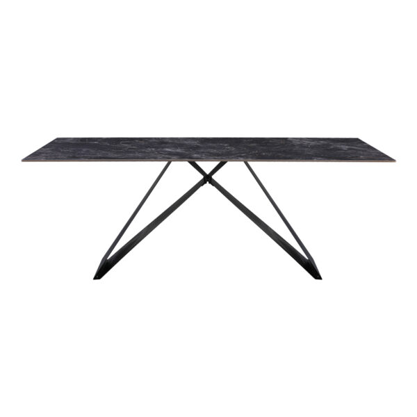 Τραπέζι Meja pakoworld Sintered stone μαύρο με μεταλλικά πόδια σε μαύρη απόχρωση 200x100x76εκ - Image 2