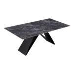Τραπέζι Meja pakoworld Sintered stone μαύρο με μεταλλικά πόδια σε μαύρη απόχρωση 200x100x76εκ - Image 3