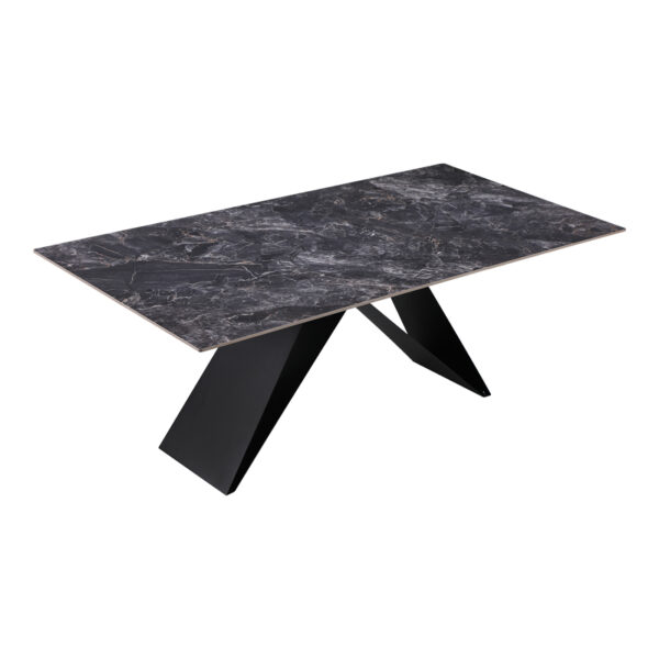 Τραπέζι Meja pakoworld Sintered stone μαύρο με μεταλλικά πόδια σε μαύρη απόχρωση 200x100x76εκ - Image 3