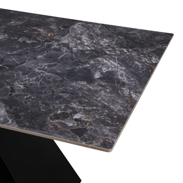Τραπέζι Meja pakoworld Sintered stone μαύρο με μεταλλικά πόδια σε μαύρη απόχρωση 200x100x76εκ - Image 4