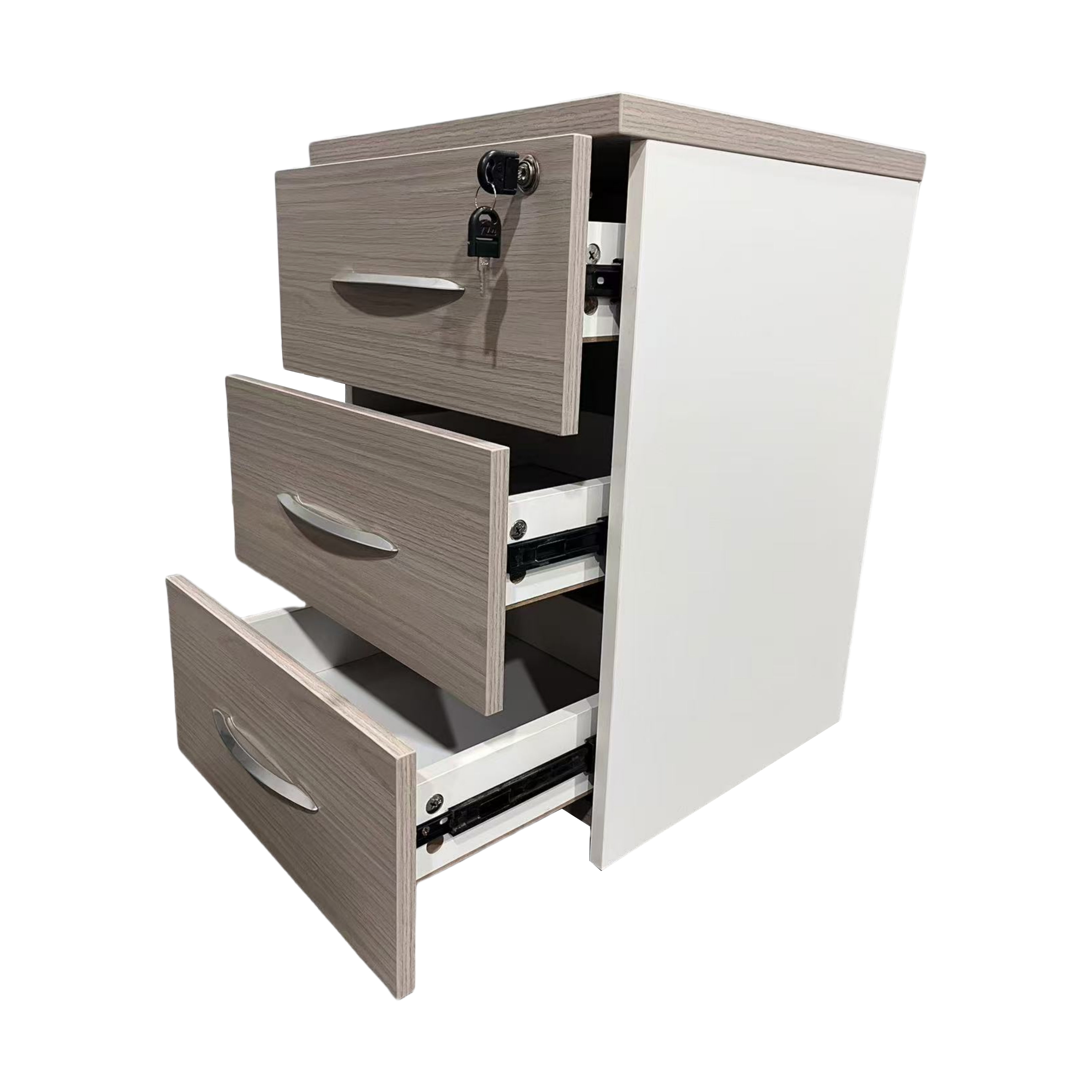 367-000016-2 Συρταριέρα γραφείου τροχήλατη Armadi pakoworld σε sonoma-λευκή απόχρωση 40x40x55εκ - Image 8