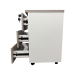 Συρταριέρα γραφείου τροχήλατη Armadi pakoworld σε sonoma-λευκή απόχρωση 40x40x55εκ - Image 9