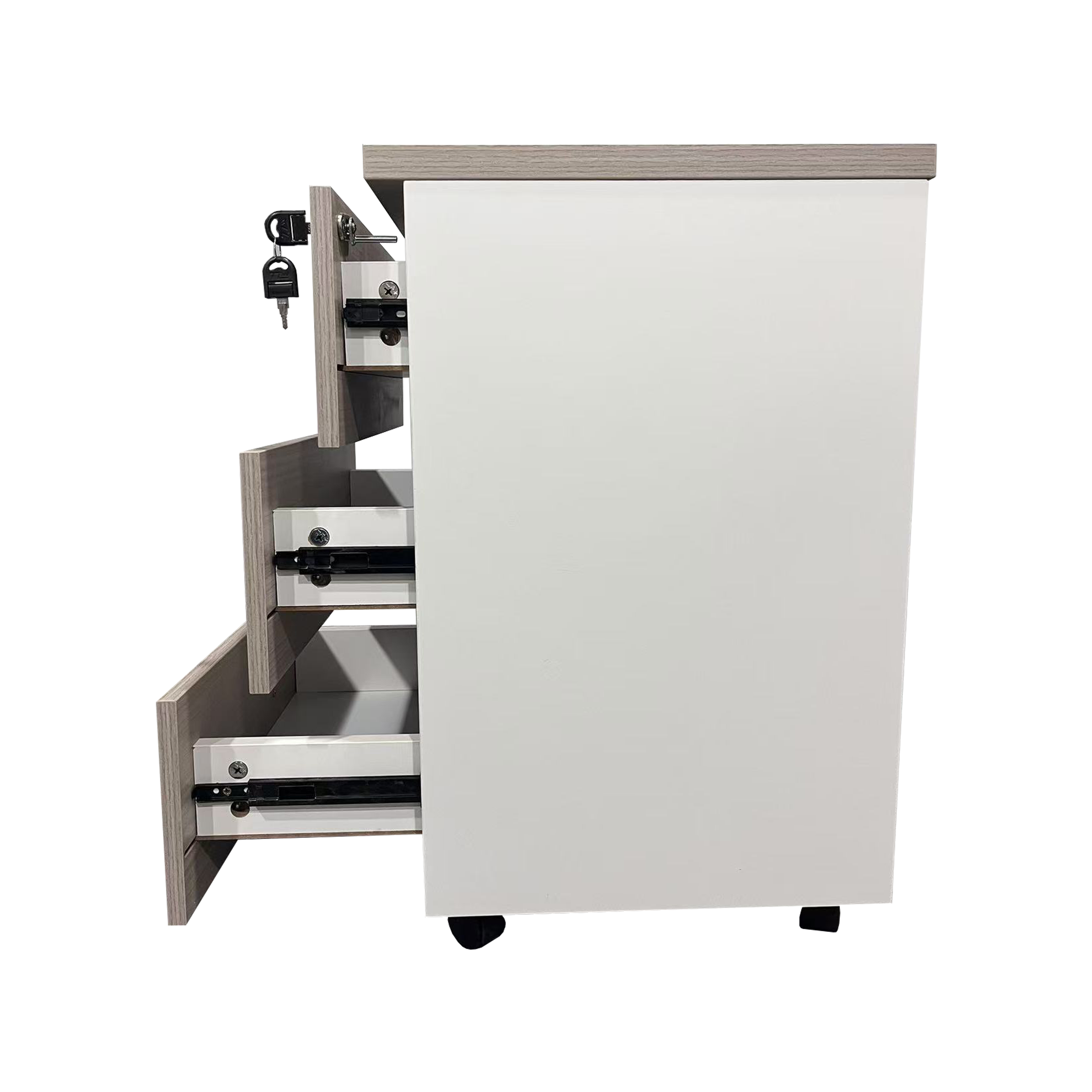 367-000016-3 Συρταριέρα γραφείου τροχήλατη Armadi pakoworld σε sonoma-λευκή απόχρωση 40x40x55εκ - Image 9