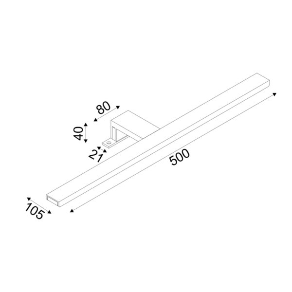 ^Φ/Σ ΕΠΙΠΛΟΥ LED 8W 3000K 520LM VOIR ΧΡΩΜΙΟ ΜΕΤ/ΚΟ IP44 50X4X10,5CM - Image 3
