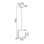 ^ΚΡΕΜΑΣΤΟ Φ/Σ LED 8W 3000K 780LM ΛΕΥΚΟ ΜΕΤΑΛΛΙΚΟ 22X11XH129CM EUCLID1 - Image 2