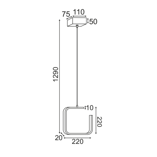 ^ΚΡΕΜΑΣΤΟ Φ/Σ LED 8W 3000K 780LM ΛΕΥΚΟ ΜΕΤΑΛΛΙΚΟ 22X11XH129CM EUCLID1 - Image 2