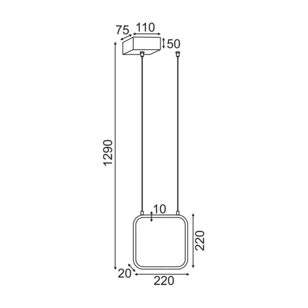 ^ΚΡΕΜΑΣΤΟ Φ/Σ LED 9W 3000K 870LM ΜΑΥΡΟ ΜΕΤΑΛΛΙΚΟ 22X11XH129CM SYMETRIA - Image 2