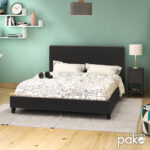 Κρεβάτι Nevil pakoworld 150x200 PU χρώμα μαύρο ματ - Image 2