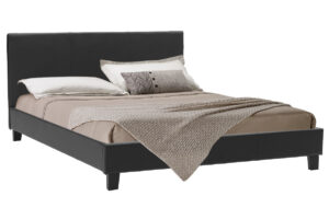 Κρεβάτι Nevil pakoworld 150x200 PU χρώμα μαύρο ματ