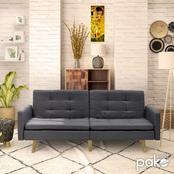 Καναπές-κρεβάτι Flexible pakoworld σε ανθρακί ύφασμα 198x87x76εκ - Image 2