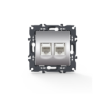 PRIME ΠΡΙΖΑ ΤΗΛΕΦΩΝΟΥ 2xRJ11 CAT3 IP20 MAT ΑΛΟΥΜΙΝΙΟ