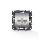 PRIME ΠΡΙΖΑ ΤΗΛΕΦΩΝΟΥ 1xRJ11 CAT3 IP20 & ΠΡΙΖΑ ΔΙΚΤΥΟΥ 1xRJ45 CAT6 UTP IP20 MAT ΑΛΟΥΜΙΝΙΟ